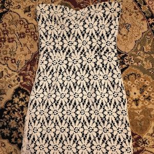 AQUA white lace strapless dress